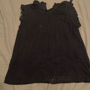 Chic Black Lace Blouse with Ruffle Sleeves